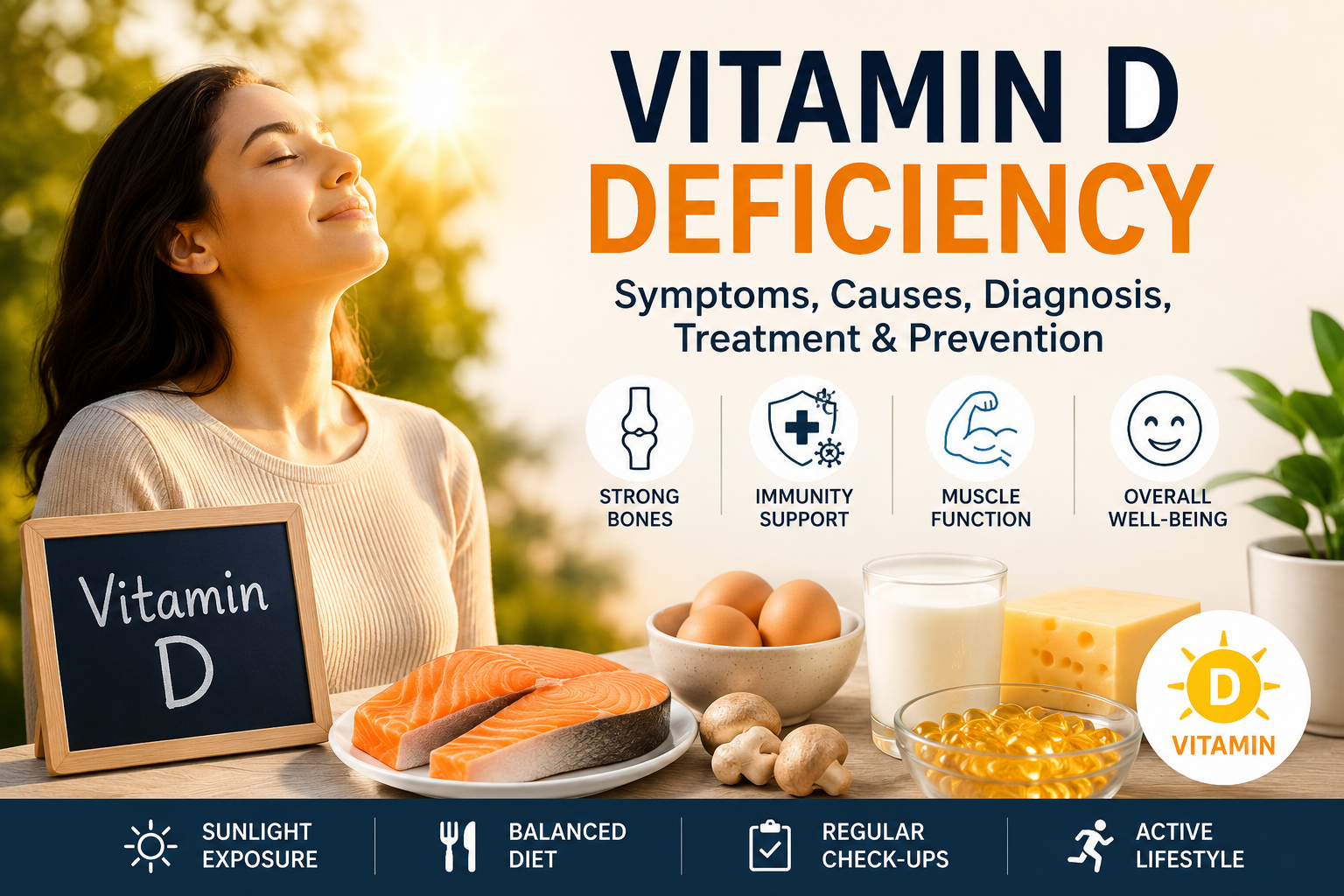Vitamin D Deficiency: Symptoms, Causes, Diagnosis, Treatment & Prevention